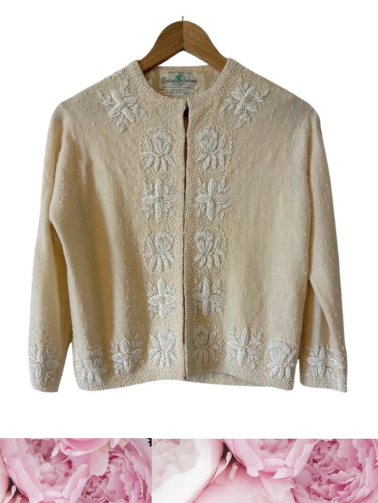 Sweaters - VTG 1950s Gene Shelly’s Boutique Internationale Beaded Cardigan Sweater
